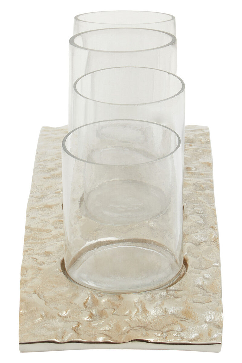 Orsina Akola Antique Gold and Glass 4-Cup Tealight Holder Centerpiece
