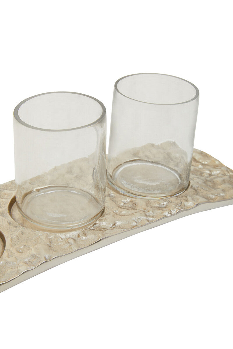 Orsina Akola Antique Gold and Glass 4-Cup Tealight Holder Centerpiece