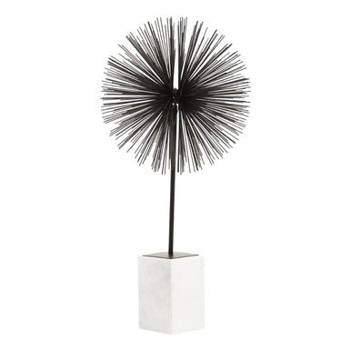 Orsina Mirano Black Starburst Sculpture with White Marble Base