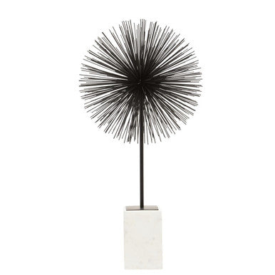 Orsina Mirano Black Starburst Sculpture with White Marble Base