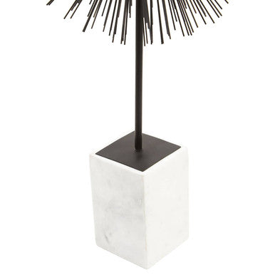 Orsina Mirano Black Starburst Sculpture with White Marble Base