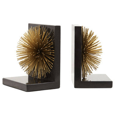 Orsina Mirano Gold Starburst Bookends – Marble Base Set of 2