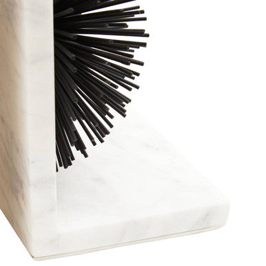 Orsina Mirano Starburst Bookends | Black Metal & White Marble Set