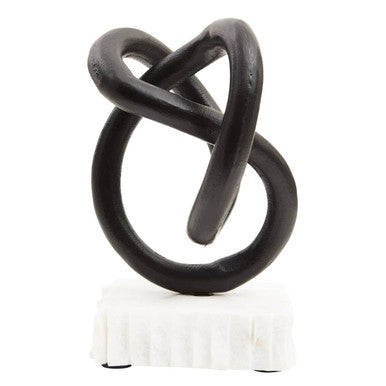 Orsina Mirano Knot Sculpture – Matt Black Decor with Marble Base