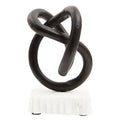 Orsina Mirano Knot Sculpture – Matt Black Decor with Marble Base