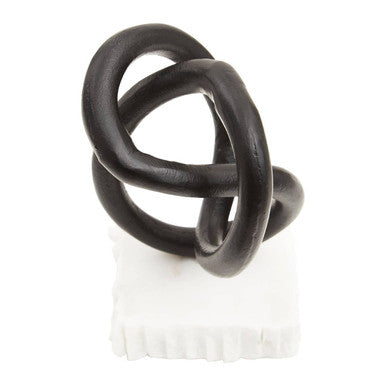 Orsina Mirano Knot Sculpture – Matt Black Decor with Marble Base
