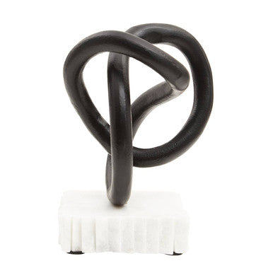Orsina Mirano Knot Sculpture – Matt Black Decor with Marble Base