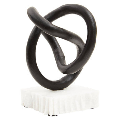 Orsina Mirano Knot Sculpture – Matt Black Decor with Marble Base
