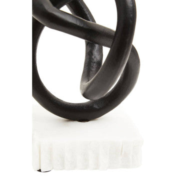 Orsina Mirano Knot Sculpture – Matt Black Decor with Marble Base