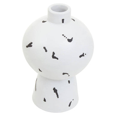 Orsina Tundra Small Geometric Vase – White and Black Ceramic Decor