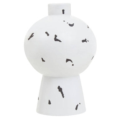 Orsina Tundra Small Geometric Vase – White and Black Ceramic Decor