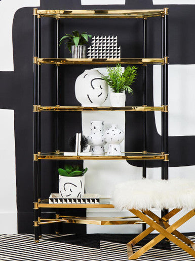 Orsina Tundra Small Geometric Vase – White and Black Ceramic Decor