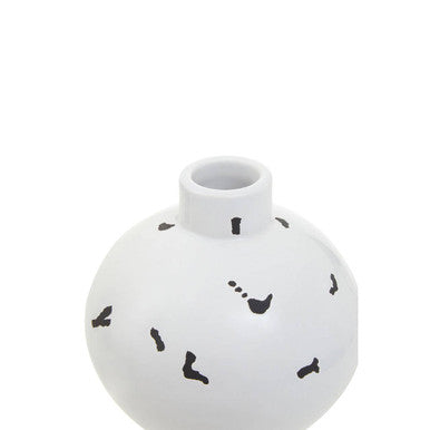 Orsina Tundra Small Geometric Vase – White and Black Ceramic Decor