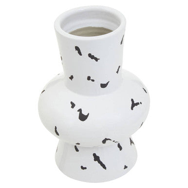 Orsina Tundra Large Geometric Vase – White and Black Sculptural Decor