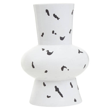 Orsina Tundra Large Geometric Vase – White and Black Sculptural Decor