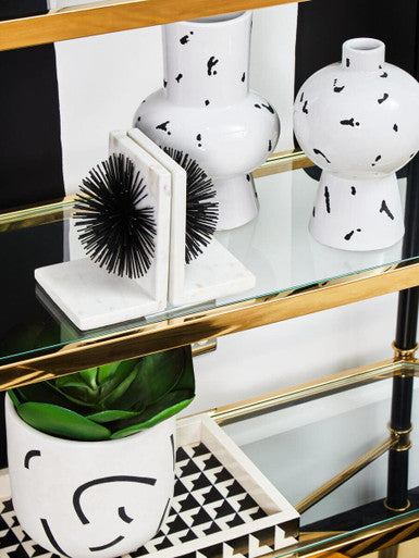 Orsina Tundra Large Geometric Vase – White and Black Sculptural Decor