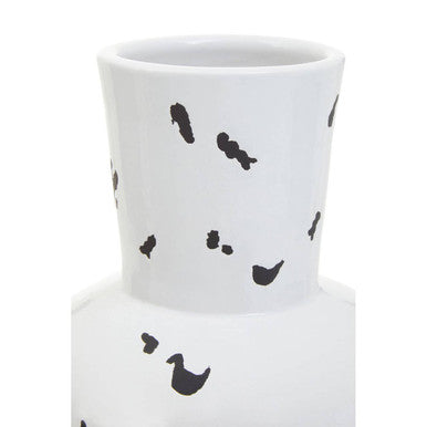 Orsina Tundra Large Geometric Vase – White and Black Sculptural Decor