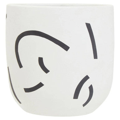 Orsina Tundra Monochrome Ceramic Planter – Black and White Modern Pot