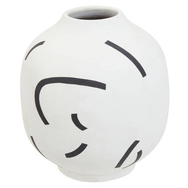 Orsina Tundra Black and White Ceramic Vase – Modern Monochrome Decor