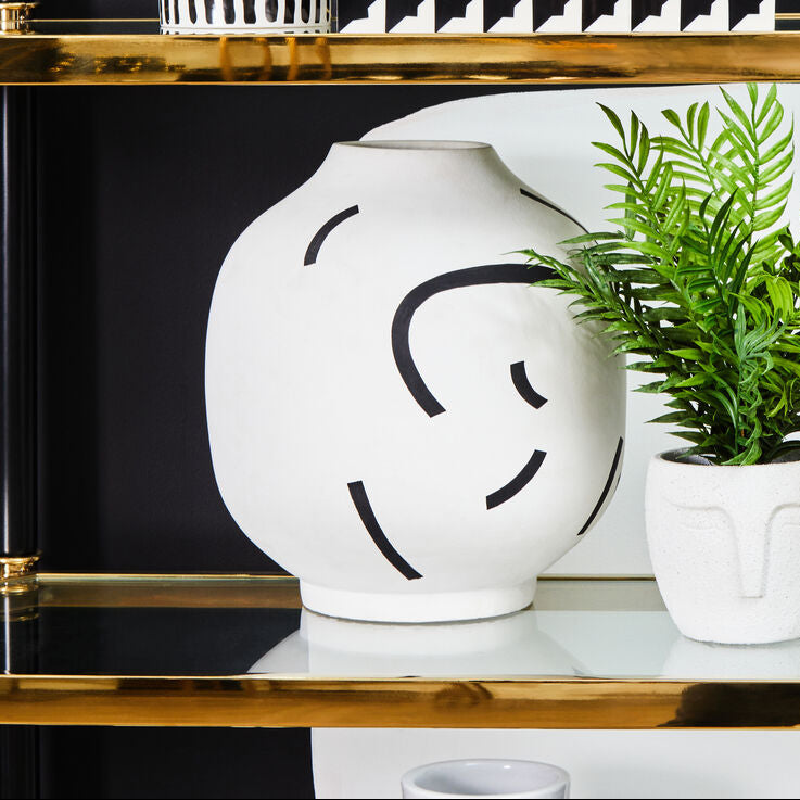 Orsina Tundra Black and White Ceramic Vase – Modern Monochrome Decor