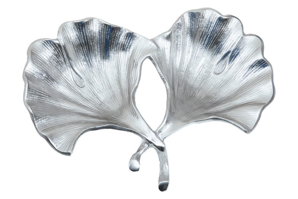Orsina Ginkgo Leaf Silver Decorative Dish | Jewelry & Trinket Tray