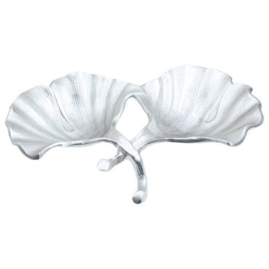 Orsina Ginkgo Leaf Silver Decorative Dish | Jewelry & Trinket Tray