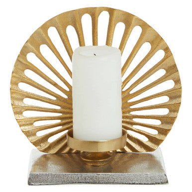 Orsina Dion Small Two-Toned Silver and Gold Pillar Candle Holder
