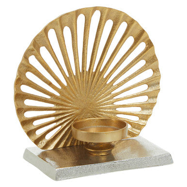 Orsina Dion Small Two-Toned Silver and Gold Pillar Candle Holder