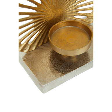 Orsina Dion Small Two-Toned Silver and Gold Pillar Candle Holder