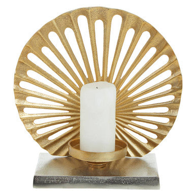 Orsina Dion Large Two-Toned Silver and Gold Metallic Candle Holder