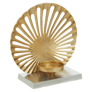 Orsina Dion Large Two-Toned Silver and Gold Metallic Candle Holder