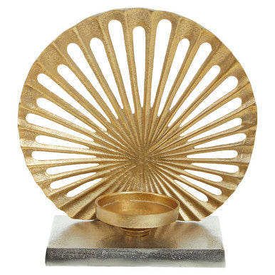 Orsina Dion Large Two-Toned Silver and Gold Metallic Candle Holder