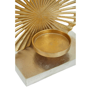 Orsina Dion Large Two-Toned Silver and Gold Metallic Candle Holder
