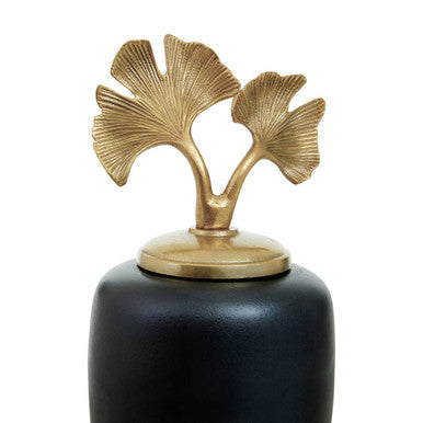 Orsina Danna Large Ginkgo Decorative Jar – Black & Metallic Gold