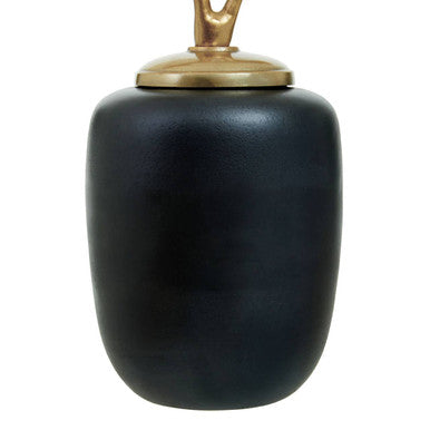 Orsina Danna Large Ginkgo Decorative Jar – Black & Metallic Gold