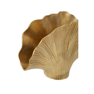 Orsina Danna Large Gold Ginkgo Leaf Vase – Sculptural Metallic Decor