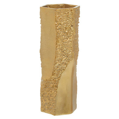 Orsina Dante Small Gold Textured Vase – Asymmetric Metallic Decor