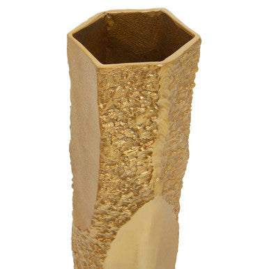 Orsina Dante Small Gold Textured Vase – Asymmetric Metallic Decor