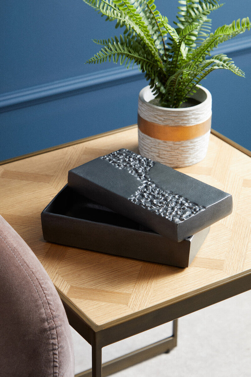 Orsina Dante Grey Textured Aluminium Trinket Box – Vintage Jewellery Case