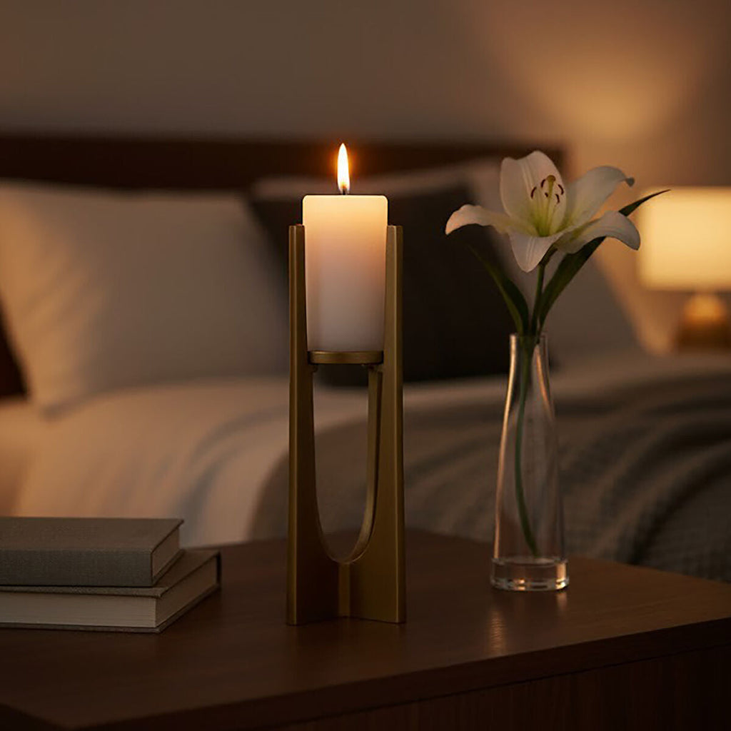 Orsina Dante Gold Candle Holder – Small Distressed Aluminium Decor