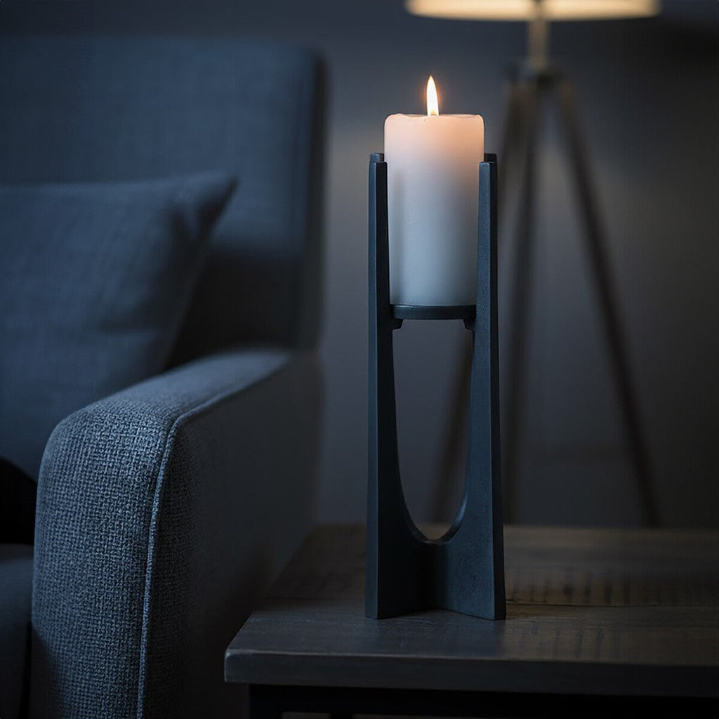 Orsina Dante Small Aluminium Candle Holder – Washed Grey Finish
