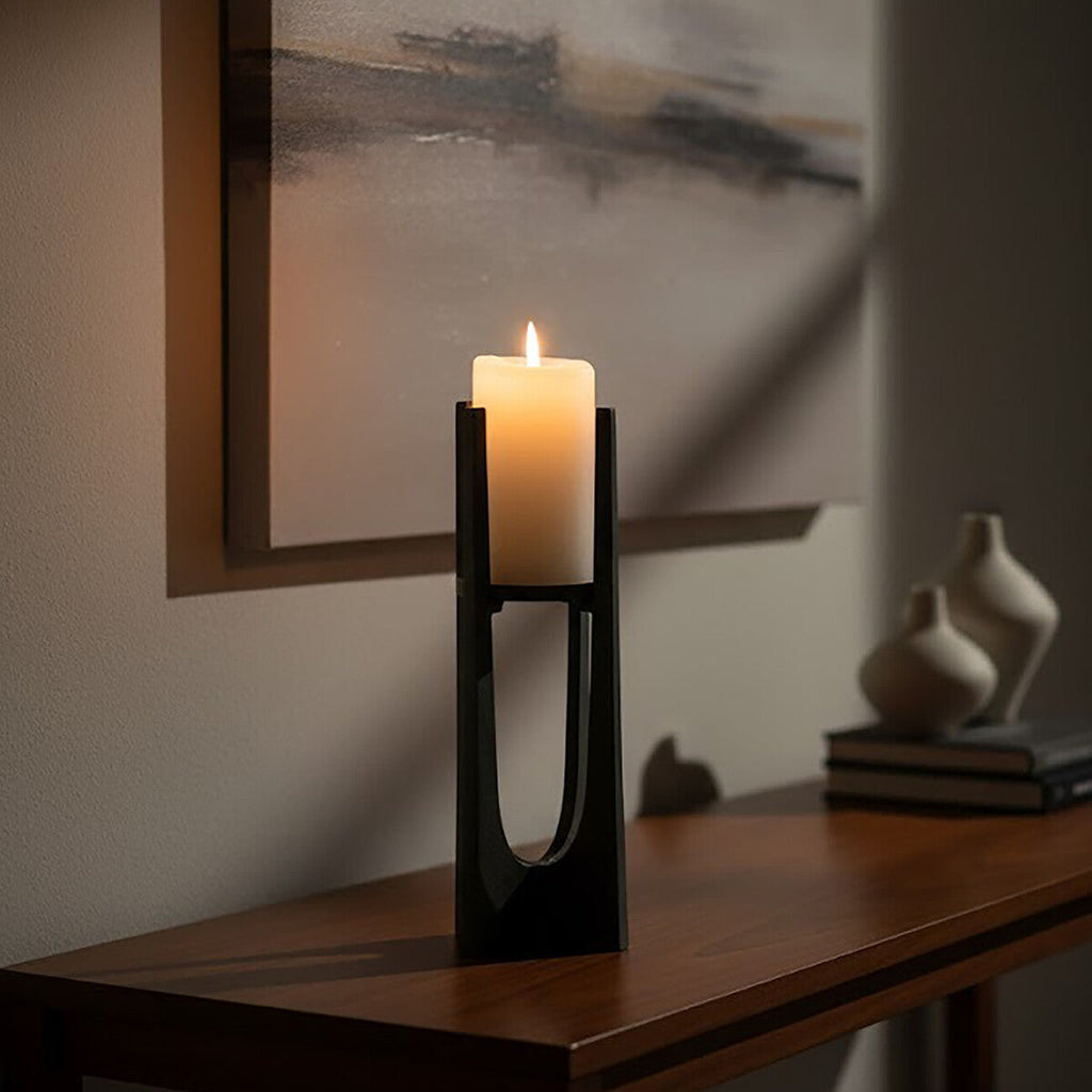 Orsina Dante Small Aluminium Candle Holder – Washed Grey Finish