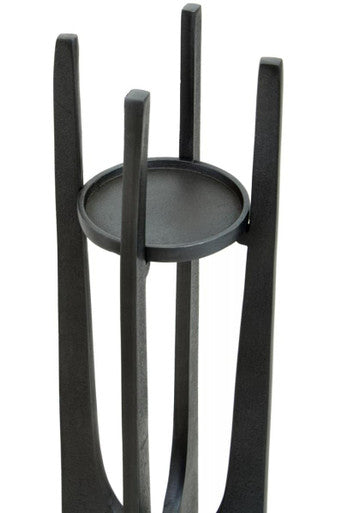 Orsina Dante Large Grey Aluminium Pillar Candle Holder – Distressed Finish