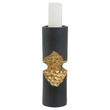 Orsina Daito Small Taper Candle Holder – Matte Black and Gold Aluminum