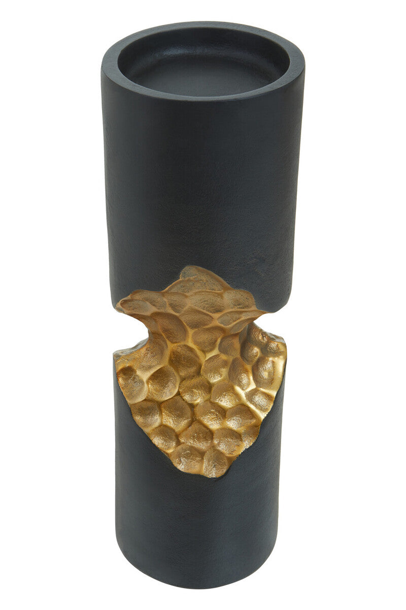 Orsina Daito Small Taper Candle Holder – Matte Black and Gold Aluminum