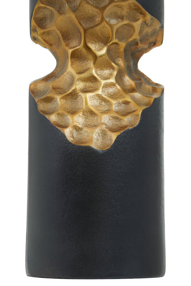 Orsina Daito Small Taper Candle Holder – Matte Black and Gold Aluminum