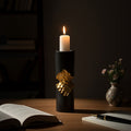 Orsina Daito Small Taper Candle Holder – Matte Black and Gold Aluminum