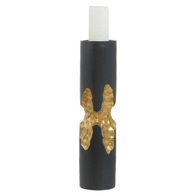 Orsina Daito Large Black and Gold Aluminium Taper Candle Holder