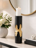 Orsina Daito Large Black and Gold Aluminium Taper Candle Holder