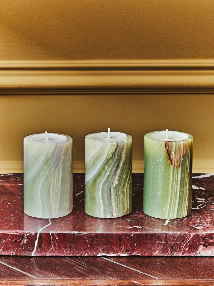 Orsina Oleena Onyx Tealight Holders – Set of 3 Natural Stone Decor